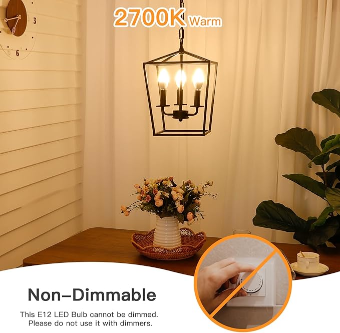 MAXvolador E12 LED Candelabra Light Bulbs 60W Equivalent, Warm White 2700K 600 Lumens Chandelier Bulb, 6W B11 Candle Base, Non-Dimmable, Pack of 6