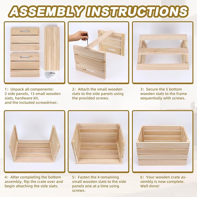 3 PCS Extra Large Wood Crates Box for Storage 16 x 12 x 9.5 Inches Unassembled Natural Wooden Crates with Handle Decorative Nesting Container for Display Rustic DIY Home Laundry (Wood Color)