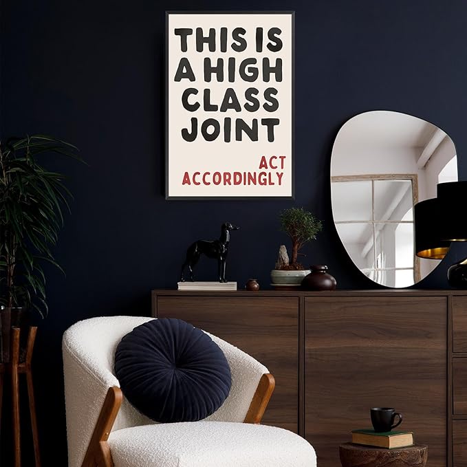 Funky Red And Black Bold Typography Wall Art This Is A High Class Joint Posters Modern Minimalist Picture Funny Quote Wall Decor For Dorm Apartment Bedroom Aesthetic 16x24in Wrapped Canvas