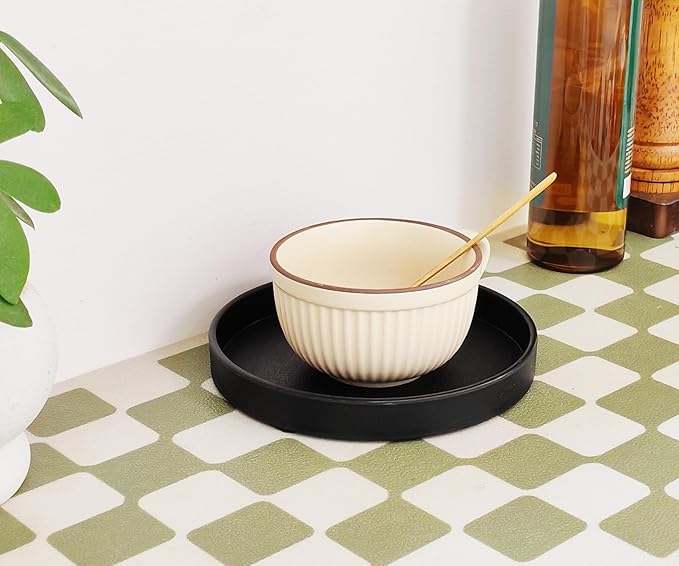 Black Round Small Tray - 6.5 Inch Elegant Bathroom Vanity Tray, Kitchen Counter Organizer & Coffee Table Decor | Sturdy Plastic Serving Tray for Perfume, Soap, or Essentials