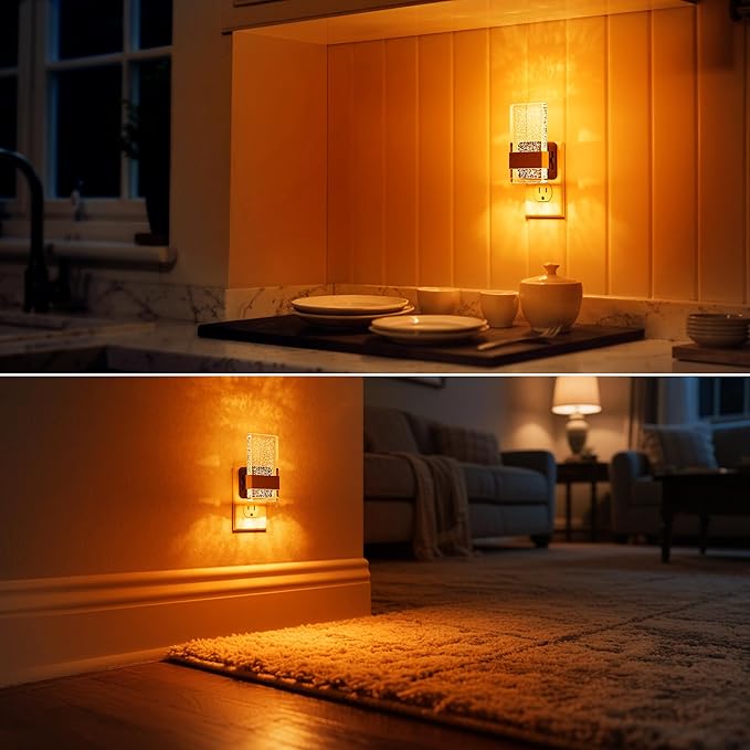 DORESshop LED Night Lights Plug into Wall, 0-100LM Dimmable Nightlight, Bubble Decorative Night Light, Dusk to Dawn Sensor, Wall Sconce-Style Design Nightlights for Bathroom, Hallway, Amber