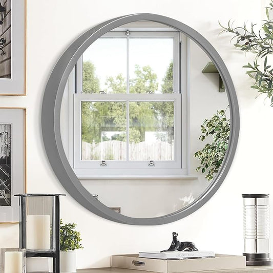 JJUUYOU Circular Wall Mirror Round Mirror Decorativ for Bathroom Circle Mirrors Small Coffee Decor Metal Framed Make up Viintage Mirrors for Farmhouse Living Room Bedroom Dorm 20 Inch