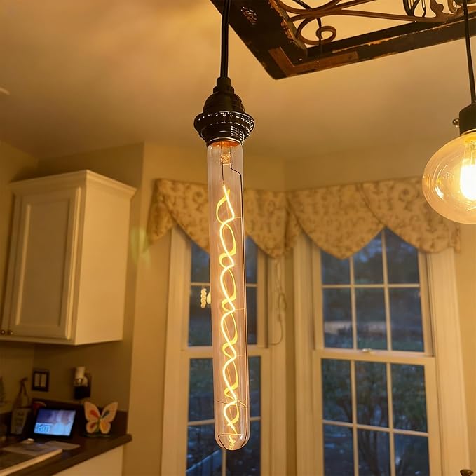 40 Watt Decorative Vintage LED Light Bulbs, Clear T32 Extended Bubble 4W LED Filament Edison Bulb,2700K Oversized Warm Lights,Dimmable E26 Lamp Base,1-Pack