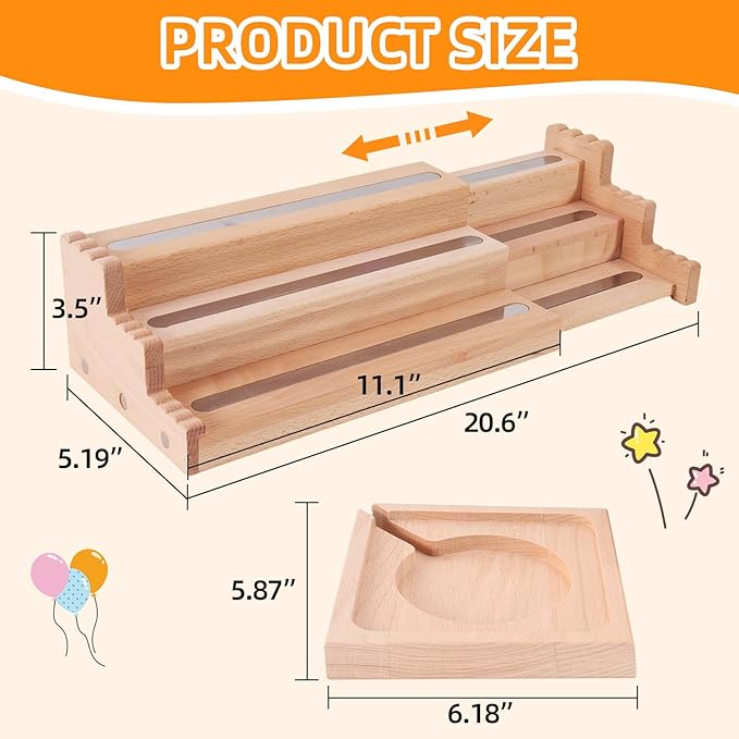 Givilio Expendable Wooden Tonie Shelf with Storage Steps - Extendable 3-Slot Organiser for Toniebox2 Toniebox1 and Tonie Figures, Perfect for Kids' Rooms & Play Areas (Natural)