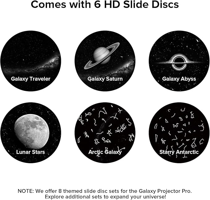 YUNRAY Galaxy Projector Disc – Ultra HD Projector Slide, Compatible with YUNRAY Galaxy Projector Pro and Model SKE-TKQ01 & BL-DQY02 (Pro Version) Projectors – 6 Disc Set