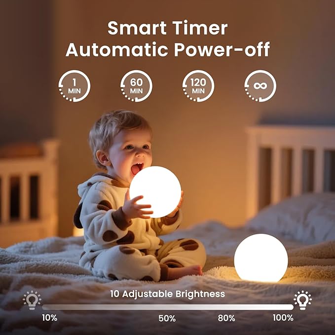 LOFTEK 3-inch Smart Sphere Night Light, Multi-Color Rechargeable Ball Lights, RGB Mood Lighting, Waterproof Ambient Light for Home Bedroom Patio Pool Decorative Lighting, Birthday, Xmas Gift, 1 Pack