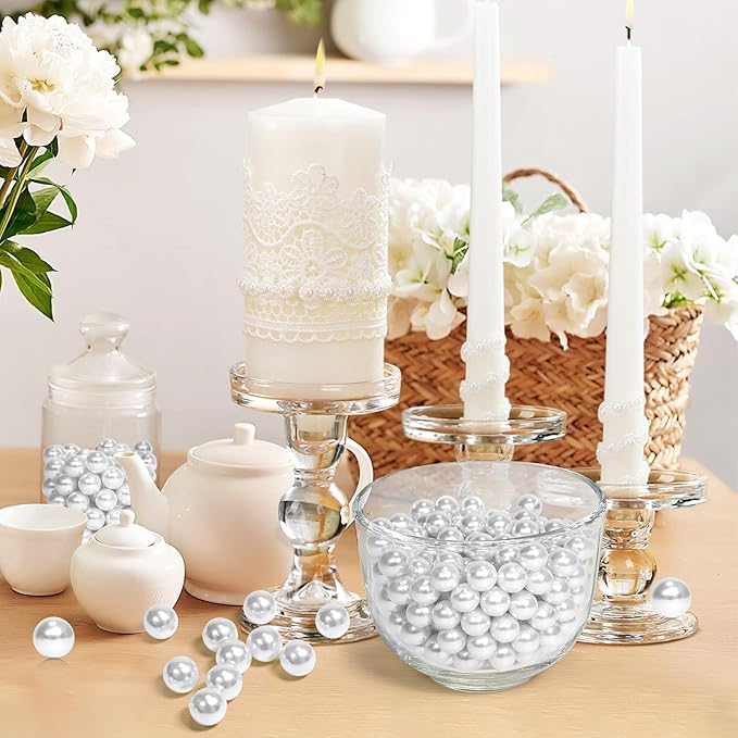 2800Pcs White Vase Filler Pearl Beads for Crafting 6mm Beads No Holes Decor Suitable for Wedding Decor, Party Decorations, Centerpiece Table Decorations