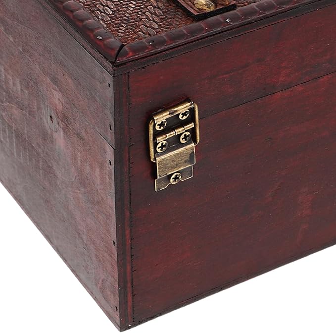 Uonlytech Vintage Wooden Jewelry Box with Lid, Retro Style Trinket Holder and Makeup Organizer, Rustic Desktop Storage Chest for Women, Chinese Style Keepsake Case