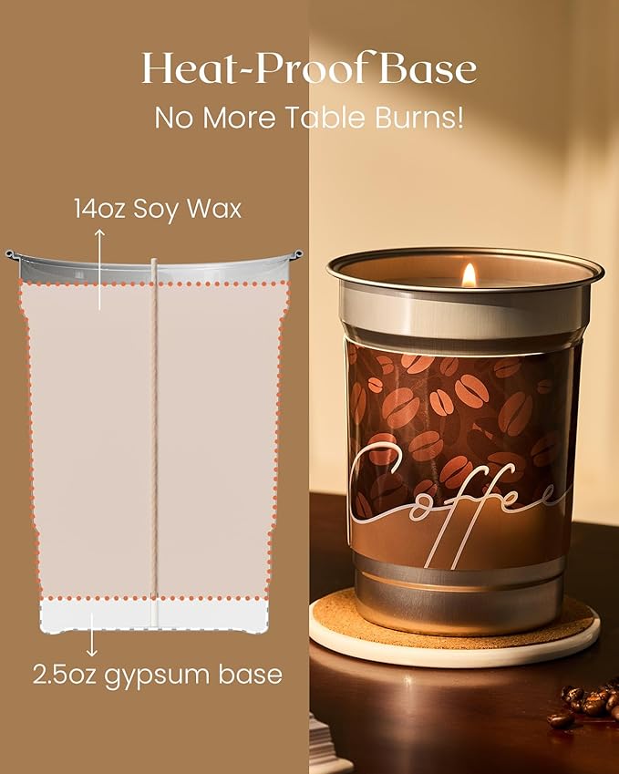 M&SENSE Coconut Latte Scented Candle, Soy Wax 16.2oz 100 Hours Long Lasting Clean Burn, Large Coffee Smelling Kitchen Candles for Home, Non-Toxic Relaxing Aromatherapy Gifts for Women