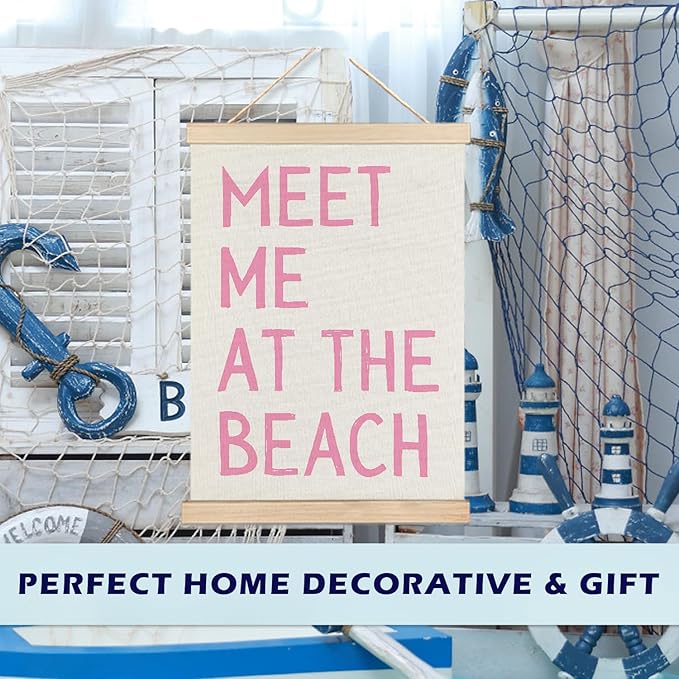 RYYCDOI Pink Cowgirl Beach Room Decor Set of 2, Aesthetic Seashell Wall Decor, Blue Beach Decor for Teen Girls Room, 12x16 Inches