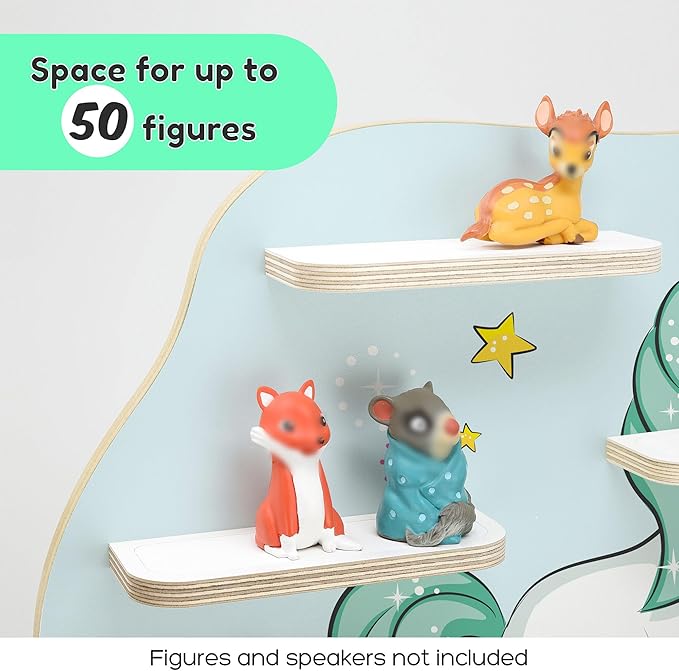 stadtecken Wooden Shelf for Music Box I Suitable for The Toniebox and ca. 50 Tonies I Perfect Storage in The Children's Room I for Setting up or Hanging (Large, Unicorn)