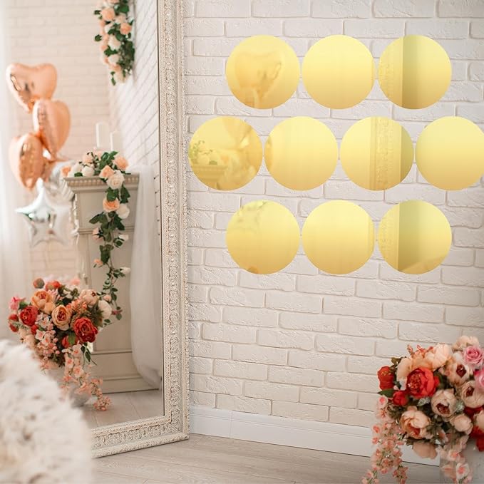 10x Decorative Mirror Trays, Acrylic Mirror Plates, Makeup Organizer, Candle Display Trays for Dressing Table, Dresser, Gold