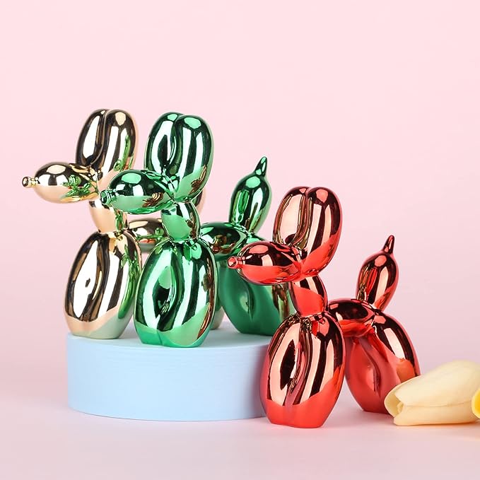 Blue Balloon Dog Decor,Balloon Animal Decor,Shelf Decor Preppy Room Decor,Cute Statue Home Decor, Bedroom Modern Sculpture Desk Decor,Office Gold Decorations Small Figurines