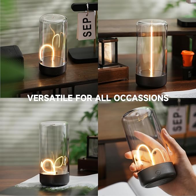 AUGE LIGHT Mini Minimalist Table Lamp Cordless Lamp Rechargeable Table Lamp Portable Nightstand Lamps Desk Lamps for Home Office Unique Ambient Light Mood Lighting for Desk Decor Beside(Dark Gray)