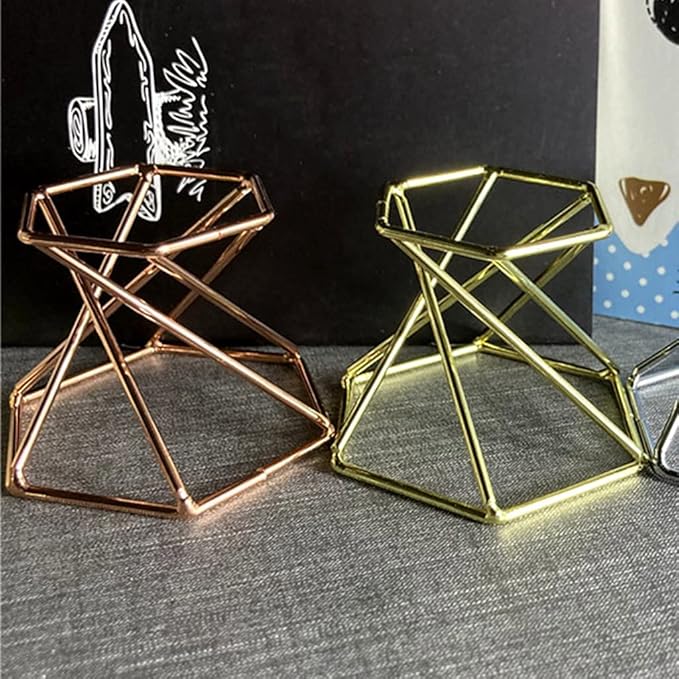 PURPLELILY Metal Display Stand For Crystal Glass Lens Ball Sphere Holder Leg Makeup Sponge Organizer Rack Home Decor Crystal Glass Metal Display Stand, Golden