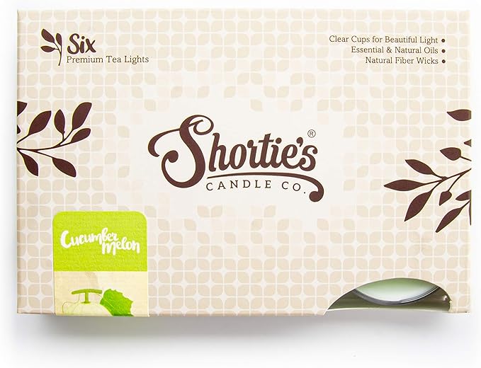 Shortie's Candle Company Cucumber Melon Premium Tealight Candles - 6 Green Highly Scented Tea Lights - Beautiful Candlelight - Made in the USA - Fresh & Clean Collection