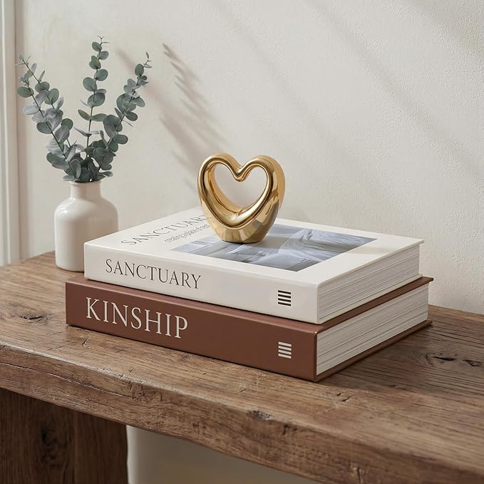 Decorative Book Boxes for Coffee Table Decor (Set of 2) - Faux Books with Hidden Storage - Modern Warm Luxury & Neutral Home Accents - Sanctuary & Kinship (Chocolate Brown & Beige)