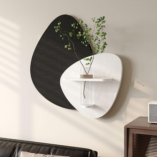 3D Textured Black and White Abstract Wall Art Decor with Vase, Modern Paintings Artwork for Walls-Minimalist Wall Decor for Living Room Hallway Dining Room Bedroom Office Decoration Aesthetic 24x24 In