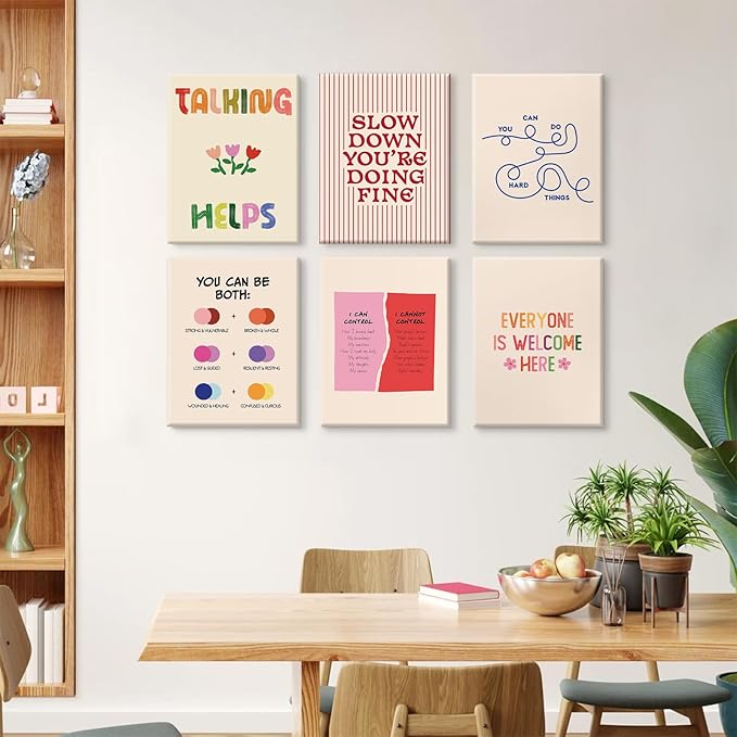 Mental Health Office Wall Decor Therapy Wall Art Mental Health Canvas Posters Motivational Inspirational Quotes Picture Boho Positive Artwork for Counseling Office Classroom 12x16x6 Inch Ready to Hang