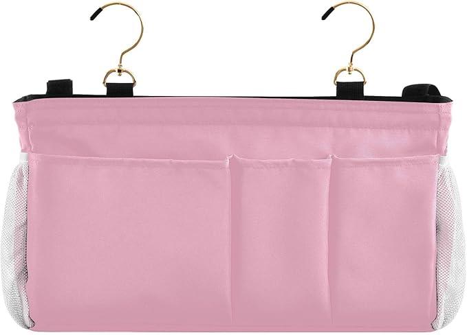 Rose Red Bedside Caddy Storage Bag Bedside Organizer for Dorm Room Top Bunk Bed Hanging Storage Organizer 6 Pockets with Hooks for Book Glasses Phone Holder