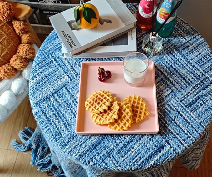 Small Square Tray (9 inch) 3 Pack, Durable Pink Tray for Desserts & Organization, Lightweight for Coffee, Drinks, Party, Seasoning, Perfume and Display.