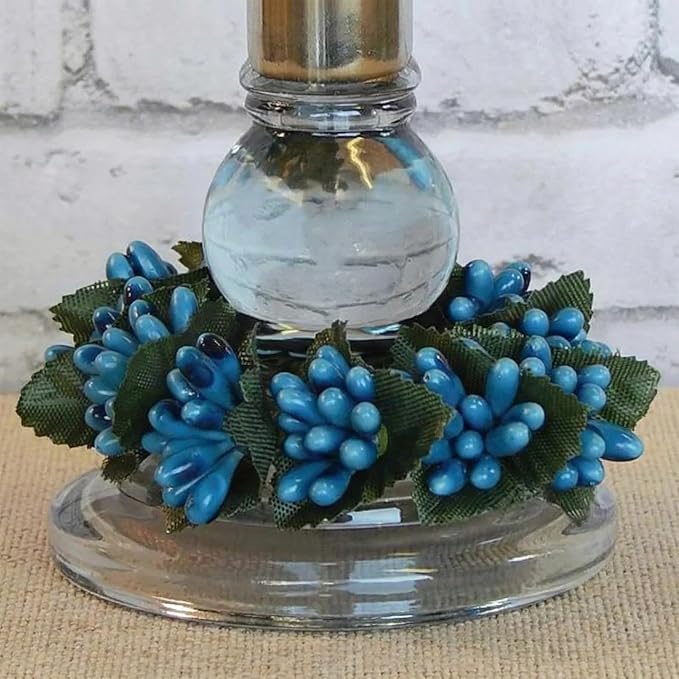 Daifunli 2 Pcs Williamsburg Blue Candle Rings Wreath Blue Pip Berry Ring Wreath for Pillar 3.9 Inch Candles Holder for Holiday Table Centerpiece Wedding Kitchen Cabinets Rustic Table Decor