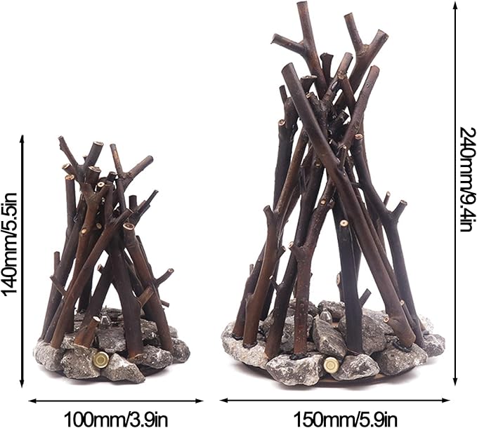 LED Night Light Wooden Campfire LED Dimmable Lamp with 3 Lighting Modes & Flame Sound, USB Powered Kids Nightlight & Desk Lamp for Bedroom, Office, and Relaxation, M