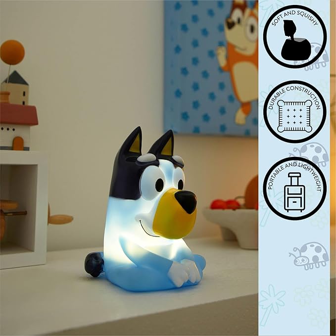 Bluey Squishy Night Light 6" LED Soft Mood Lamp for Decor, Kids Bedrooms, Collectors & Gift Giving