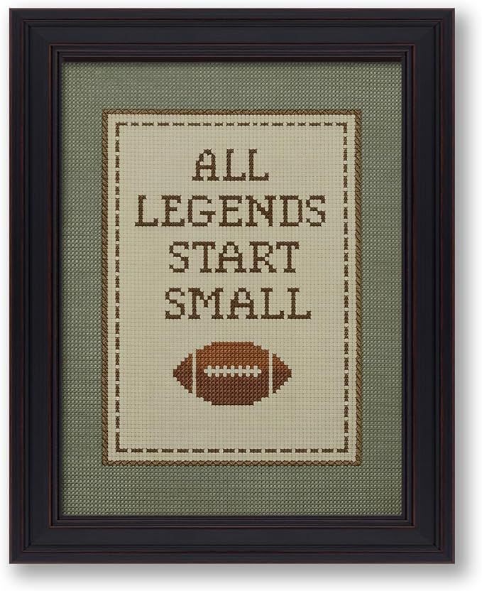Positive Affirmations Wall Art Boys Sports Football Canvas Poster All Legends Start Small Motivational Quote Prints for Nursery Room Wall Decor 12X16 inch Vintage Framed