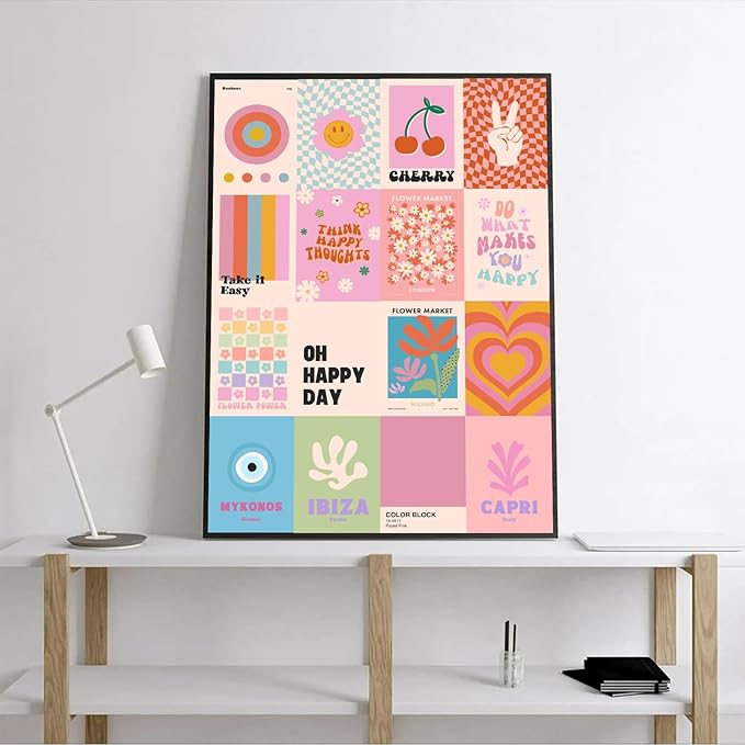 Preppy Room Decor, 70pcs Preppy Wall Collage Kit Aesthetic Pictures, Cute Preppy Wall Decor, Trendy Pink Photo Collage Kit 4"x6" Preppy Wall Art Posters, Preppy Things for Teen Girls Bedroom Dorm