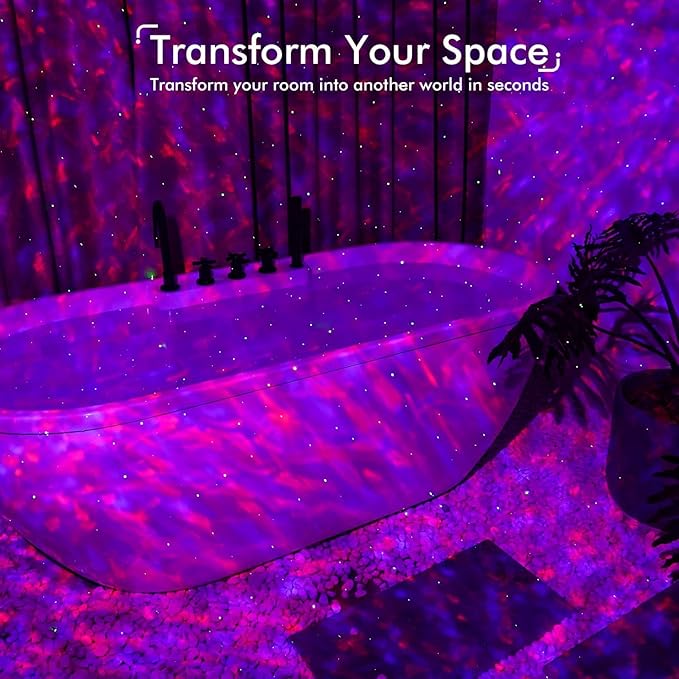Elec3 Galaxy Projector for Bedroom, Ocean Light Projector with Bluetooth Speaker and RC Water Wave Lamp Northern Night Light Ocean Themed Decor Ambient Lights for Kids Adult Bedroom/Game Room Decor