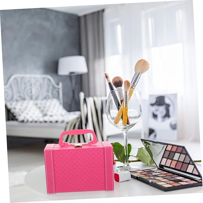 PartyKindom Jewelry Box Standing Organizer Makeup Jewelry Storage Buckle Lock Case Elegant for Friends