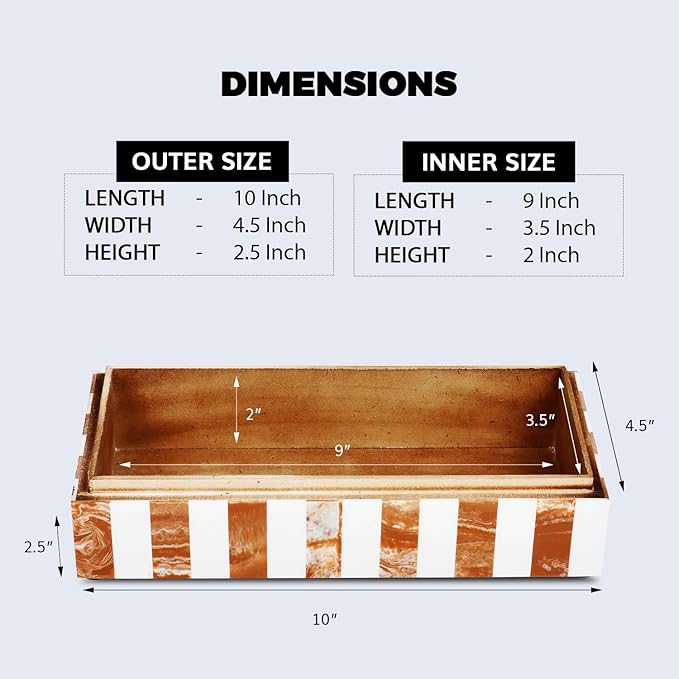 Handicrafts Home Decorative Storage Box 10x4.5 – Remote Control Holder, Jewelry Organizer, Modern Decorative Box with Lid, Boho Chic Home Décor Accent, Vintage Memory Box for Living Room Shelf Décor