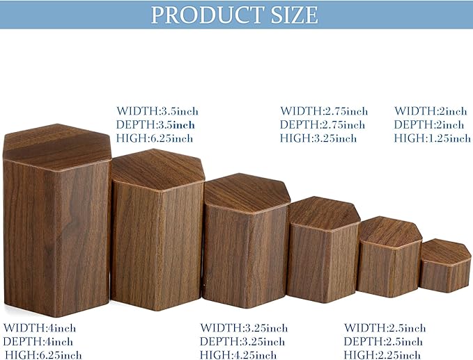 Jetec 12 Pcs Acrylic Display Risers Hexagonal Jewelry Display Stands Perfume Jewelry Showcase Acrylic Jewelry Display Organizer for Collectible Figures Jewelry Display, 6 Sizes(Brown)