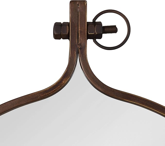 Kate and Laurel Yitro Round Metal Wall Mirror, 23.5 x 28.5, Bronze, Farmhouse Wall Decor for Any Room