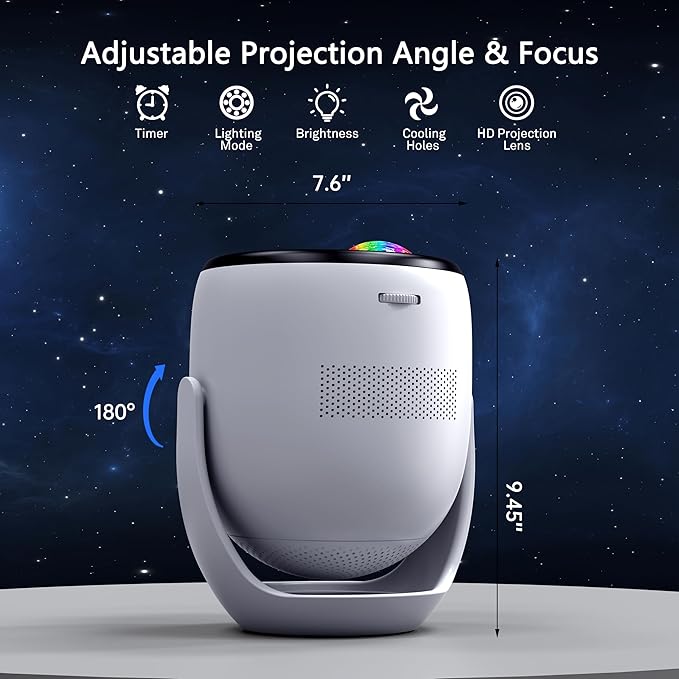 AIRIVO 3D Galaxy Projector, 3D Visual Star Projector with 90 3D Scenes, Planetarium Projector with Bluetooth Speaker, Moving Stars, Night Light Projector for Room Decor, Kids Adults, Christmas, White