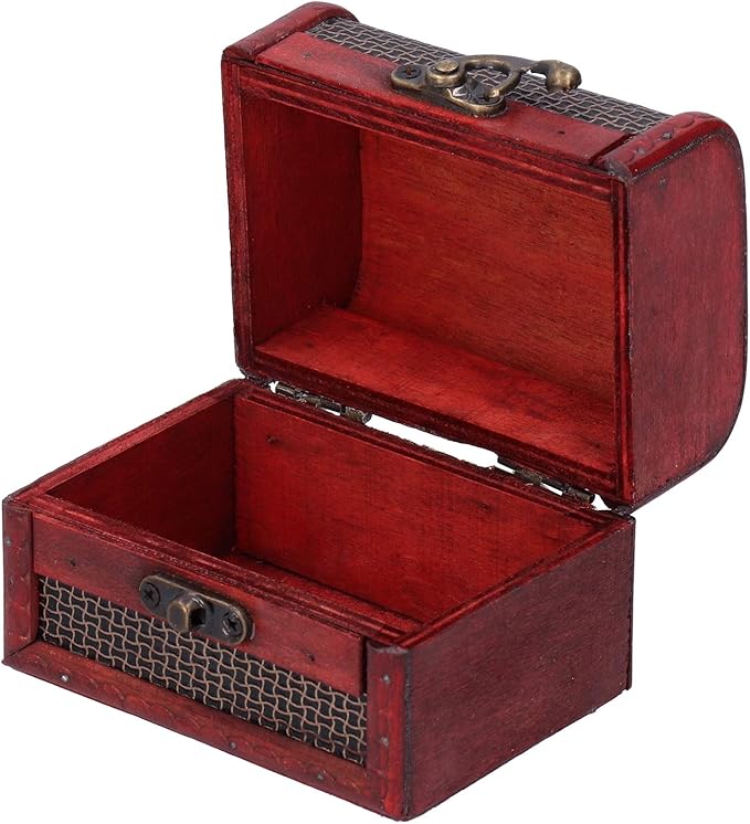 Gavigain 4PCS Retro Wooden Storage Box, Art Craft Classic Ornament Jewelry Organizer for Cosmetics Sweets Bedroom Home Decor