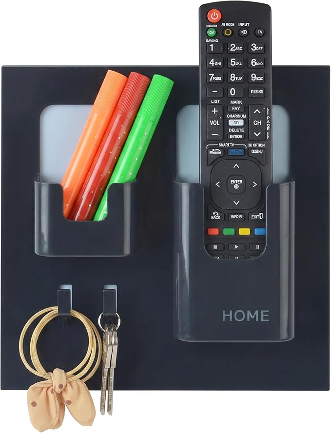 Bedside Shelf with Strong Sticky Gel,Wall Mount Organizer Holder for Cell Phone,Glasses,Remote,Keys,Adhesive Wall Shelves for Bedroom,Bathroom, Kitchen,No Drill Space Saver (Vertical Type/Black)