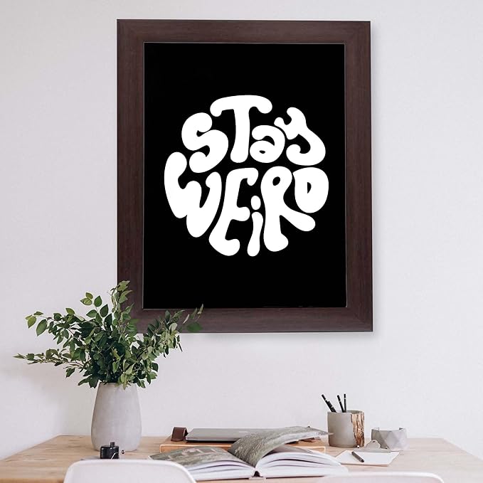 InkFlow Posters Stay Weird Poster - Bold Typography Art - Playful Minimal Graphic Design - Modern Home Wall Decor Accent - Quote Print - 18x24 Unframed Canvas Print