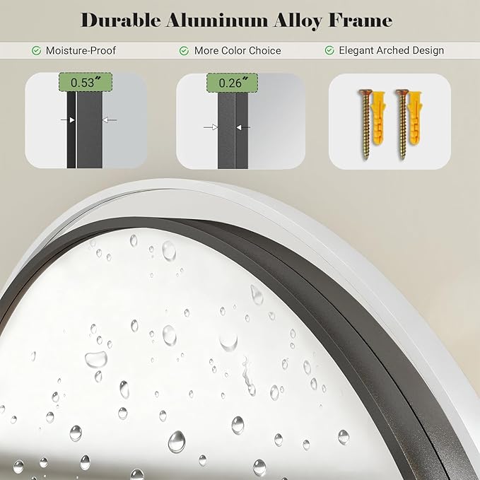 57" x 20" Arched Full Length Mirror - Wall Mounted/Floor Mirror Aluminum Alloy Frame Full Body Mirrors for Bathroom Living Room Bedroom and Entryway,Black
