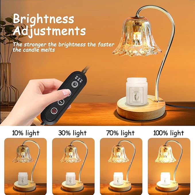 Candle Warmer Lamp with Timer & Dimmer, VKUSRA Candle Lamp with Crystal Flower Lampshade and 2 Premium Gu10 Bulbs, Modern Candle Lamp Warmer for Home Decor, Perfect Housewarming