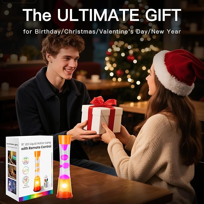 Sunset Liquid Motion Lamp, 15.5-inch Color Changing LED Lamp, Smart Timer Remote Controlled Mood Lighting, Sleep-Enhancing Atmosphere Night Light Christmas Gifts
