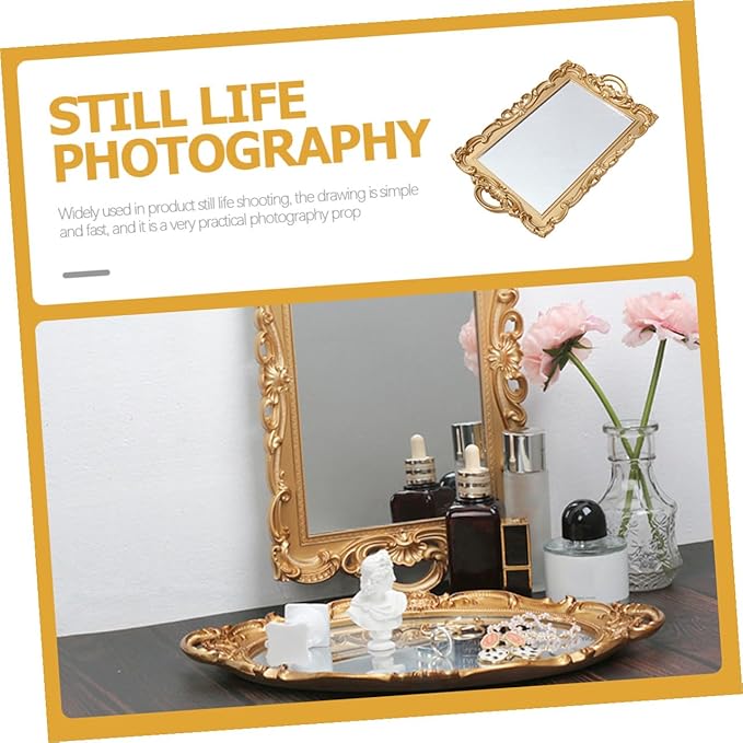 BESPORTBLE Vanity Mirror Tray for Dresser Tops Perfume Organizer Tray Decorative Makeup for Bedroom Countertop Display
