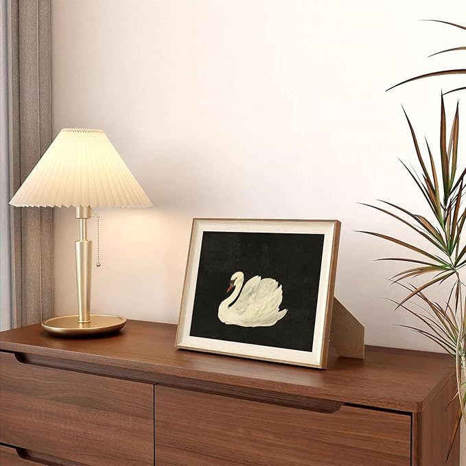 ASTRDECOR Vintage Framed Wall Art for Living Room, Vintage Swan Canvas Oil Painting for Bathroom Wall Decor, Classical Animal Framed Art for Home Decor Aesthetic, Zwaan Black and White Wall Art Prints for Bedroom Decor-10''x12''