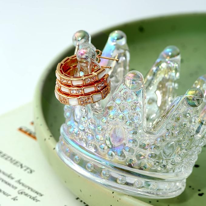 Crystal Glass Candle Holder Set of 2 Crown Shaped Makeup Sponge Beauty Egg Storage Rack Jewelry Watch Nail Art Dappen Dish Wedding Christmas Decor