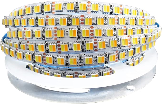 12V 2 in 1 LED Strip Lights, 16.4ft CCT Cold White + Warm White, Color Temperature Adjustable (2800K to 6500K) Light Strips IP20 Total 600 LEDs for Bedroom, Kitchen, Advertising Decoration