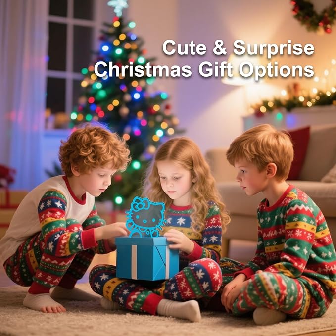 Cute Night Light, 3D Bedroom Decor for Birthday Christmas Party Smart Remote Control Boy Gifts for Children's Room Decor 16 Color LED Lamp (Cat Cute)
