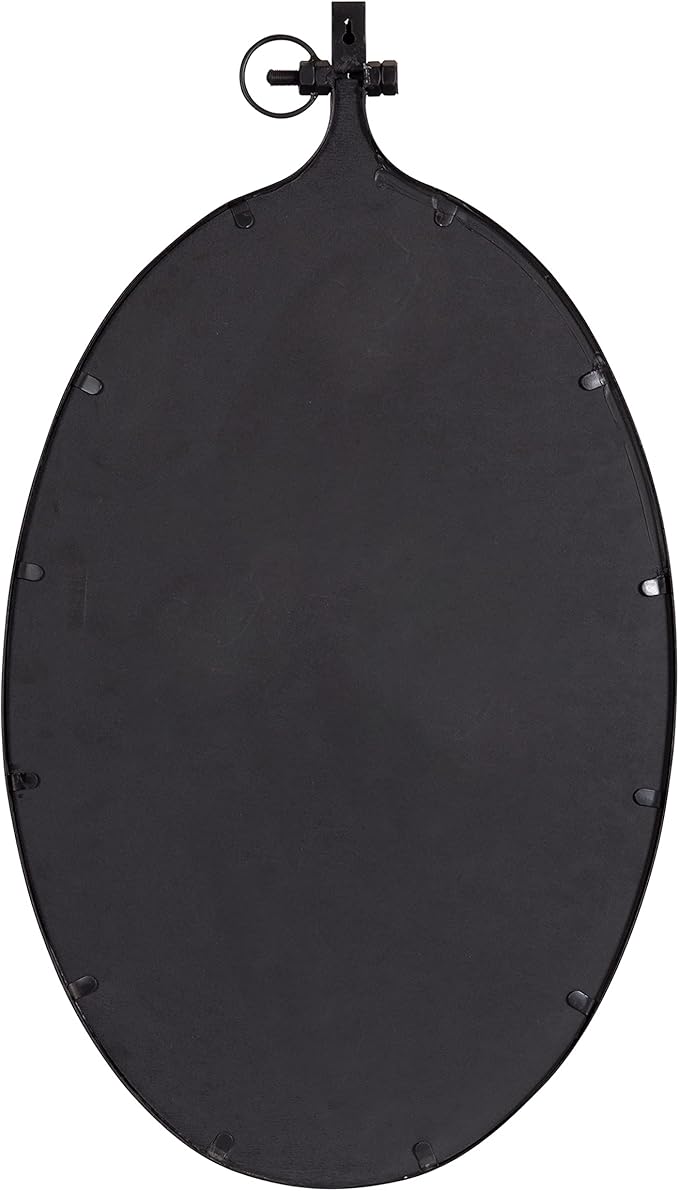 Kate and Laurel Yitro Traditional Oval Metal Framed Wall Mirror; 20 x 34; Black; Industrial Accent Mirror for Farmhouse Decor