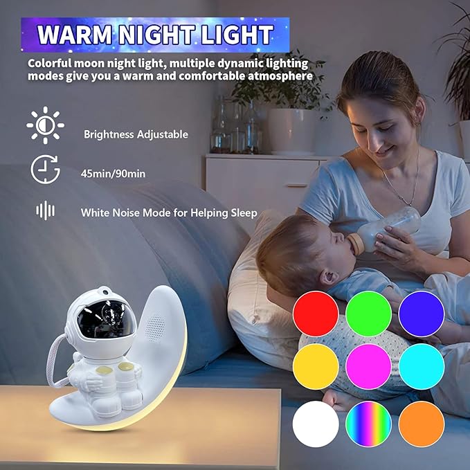 Astronaut Star Projector Galaxy Light, Built-in Speaker 360° Space Man Buddy Projector Sky LED Night Light Space Starlight Spaceman Lamp Gift with White Noise for Kids Adults Bedroom Ceiling Decor