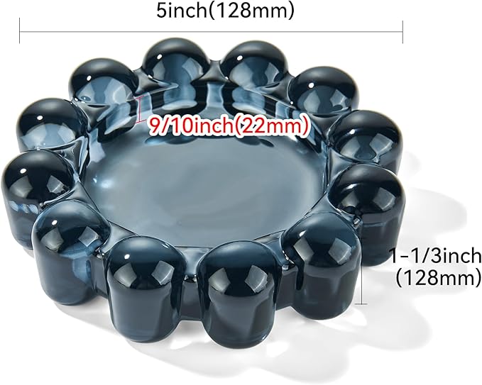 Black Glass Candle Dish, 1 Pack Modern Bubble Candle Holder for Small Candles and Diffusers, Decorative Home Decor Accessory
